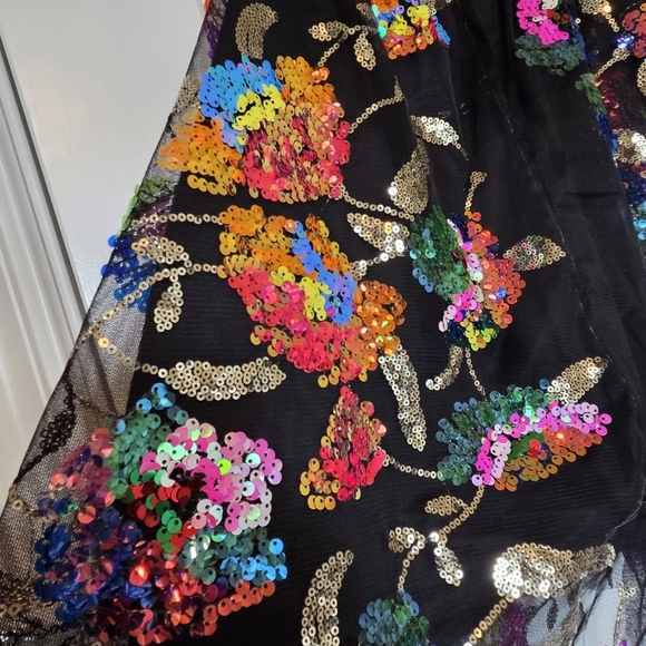Sequin Flower Dress in Black Multicolor Size S - Picture 7 of 13
